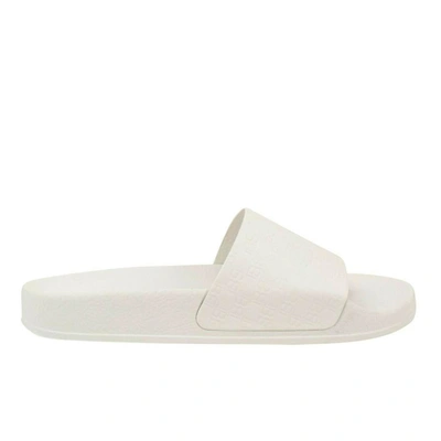 Balmain Leather Calypso Monogram Slide In White