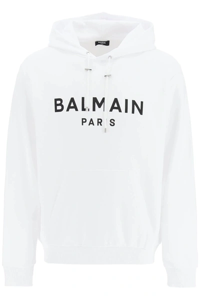 Balmain Logo Hoodie In White