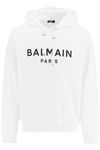 Balmain Logo-print Long-sleeved Hoodie In White