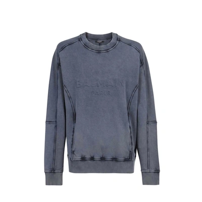 Balmain Logo Sweartshirt In Blue