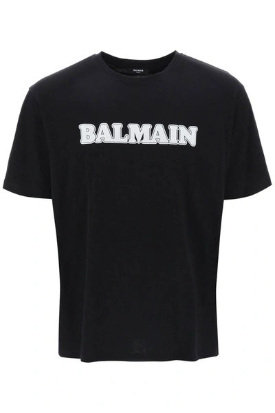 Balmain Retro  Flock T-shirt-straight Fit In Black