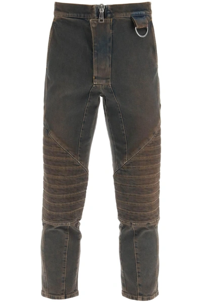 BALMAIN BALMAIN STRETCH JEANS WITH QUILTED AND PADDED INSERTS