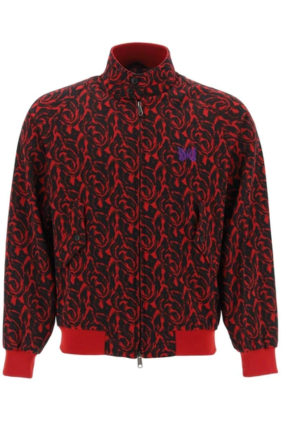 Baracuta X Needles Harrington Track Jacket In Jacquard Jersey In Red