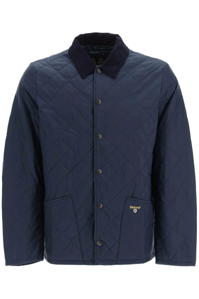Barbour Saltire Crested Herron Quilted Jacket Navy In Green