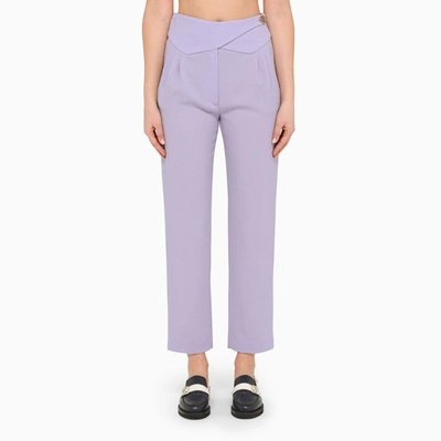 Blazé Milano Basque Straight Virgin Wool Pants In Purple