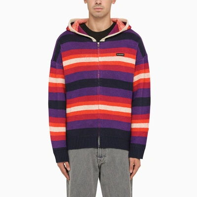 Bluemarble Striped Knit Zipped Hoodie In Multi