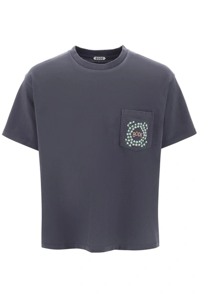 Bode Daisy Never Tell Crew-neck T-shirt In Grey