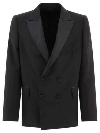 Bode Double-breasted Tuxedo Blazer In Black