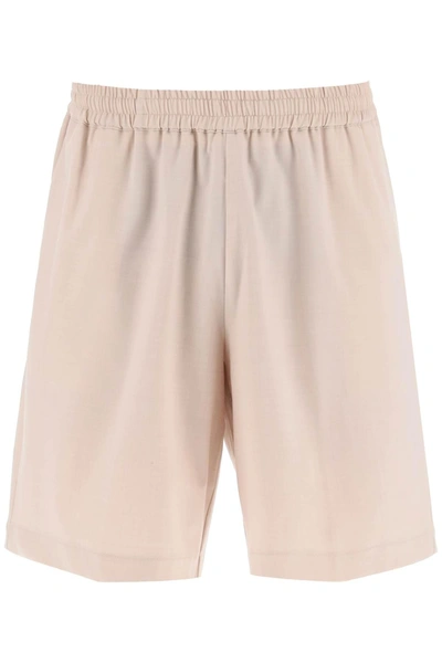 Bonsai Virgin Wool Jogging Shorts In Beige