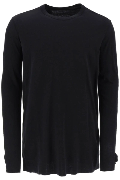 Boris Bidjan Saberi Long Sleeve Cotton Rib T-shirt In Black