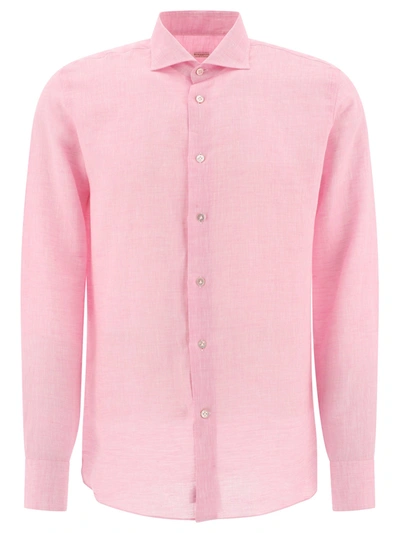 Borriello Classic Linen Shirt In Pink