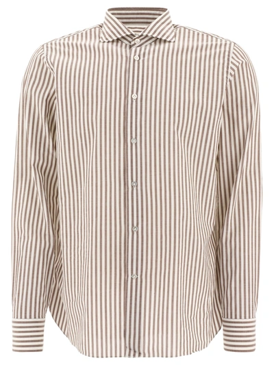 Borriello Striped Shirt In Brown