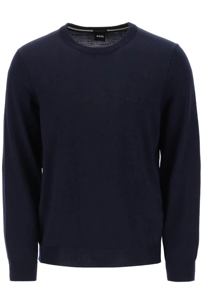 Hugo Boss Eco -sustainable Wool Sweater With Embroidered Logo Boss Botto -l In 404
