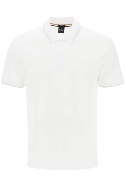Hugo Boss Organic Cotton Pallas Polo Shirt In White