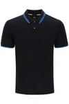 Hugo Boss Interlock-cotton Slim-fit Polo Shirt With Jacquard Stripes In Black