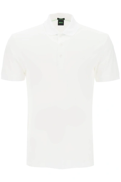 Hugo Boss Regular Fit Jacquard Polo Shirt In White