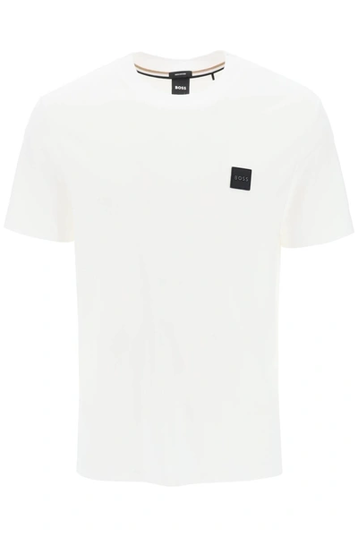 Hugo Boss Tiburt T Shirt With Logo Patch In White