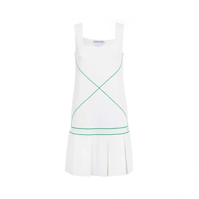 Bottega Veneta Sleeveless Square Neck X-stitching Tennis Dress In White