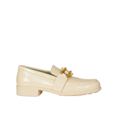 Bottega Veneta Almond-toe Leather Loafers In White