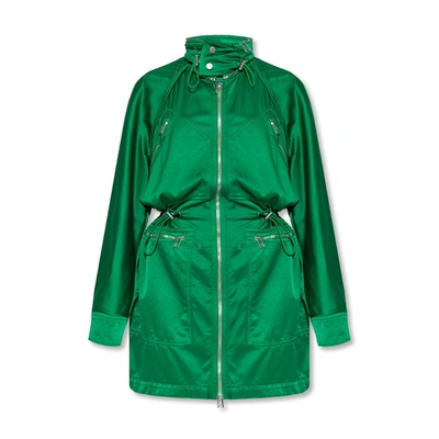 Bottega Veneta Satin Parka In Green