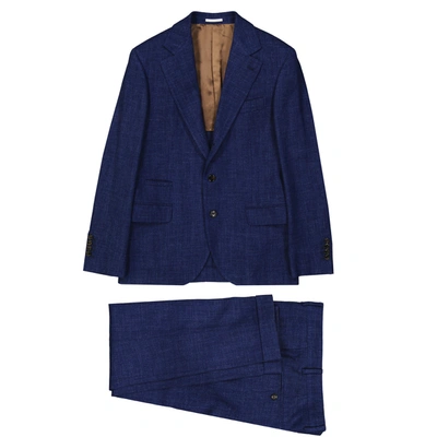 Brunello Cucinelli Blue Wool Suit In Black