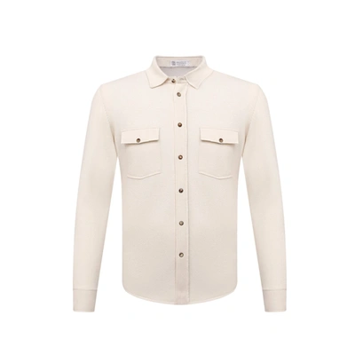 Brunello Cucinelli Cashmere Shirt In White