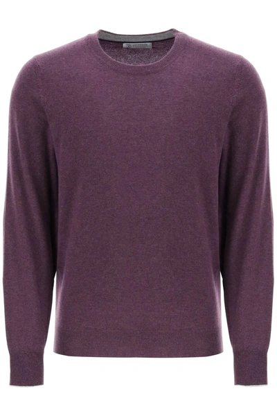 Brunello Cucinelli Cashmere Crewneck Sweater In Purple