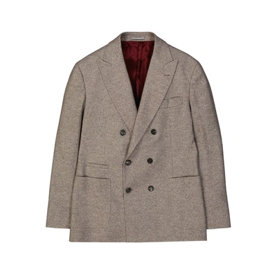 Brunello Cucinelli Double-breasted Wool Jacket In Brown