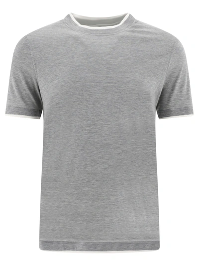 Brunello Cucinelli Double Layer T-shirt In Grey