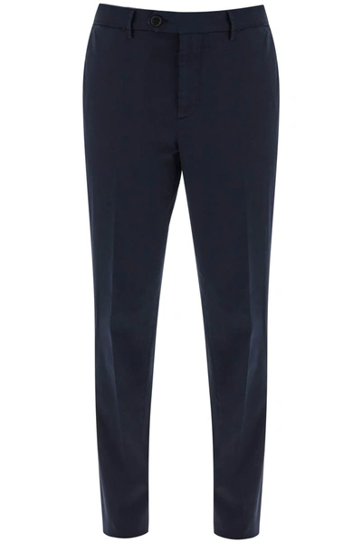 Brunello Cucinelli Italian Fit Pants In American Pima Cotton In Blue