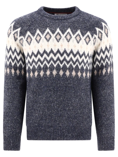 Brunello Cucinelli Icelandic Jacquard Buttoned Sweater In Alpaca, Cotton And Wool In Cpl53