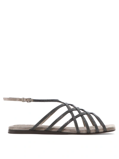 Brunello Cucinelli 15mm Buckle-fastening Open-toe Sandals In Brown