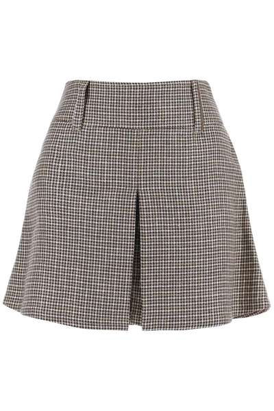 Brunello Cucinelli Skort With Houndstooth Motif In Beigeblutabaccooro (beige)