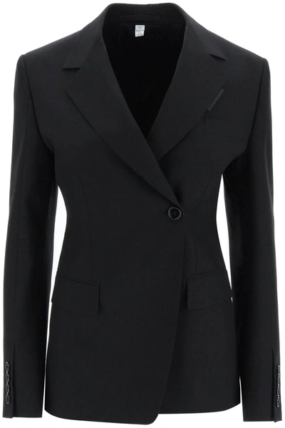Burberry Claudete Tailored Asymmetric Blazer In Black
