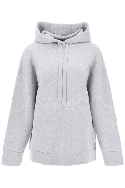 Burberry 'cristiana' Cashmere Blend Hoodie In Gray
