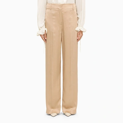 Burberry Ekd Wide-leg Silk Trousers In Beige