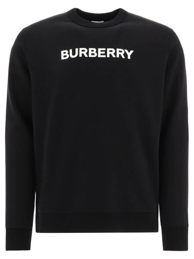Burberry Logo Printed Crewneck Sweatshirt In Black