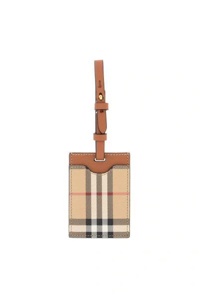 Burberry Check Luggage Tag In Beige