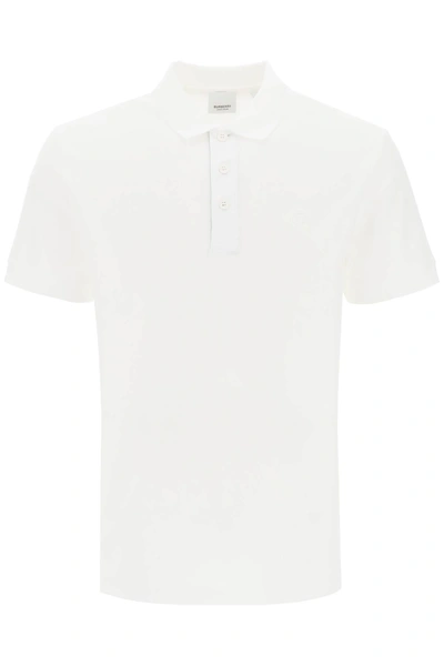 Burberry Classic Embroidered Cotton Polo Shirt For Men In White
