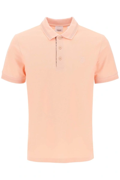 Burberry Monogram Motif Cotton Piqué Polo Shirt In Pink