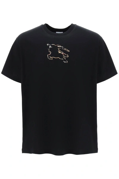 Burberry Ekd Inlay T-shirt Men In Black