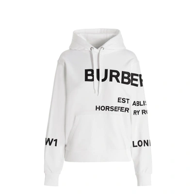 Burberry Logo Hooded Sweatshirt In White