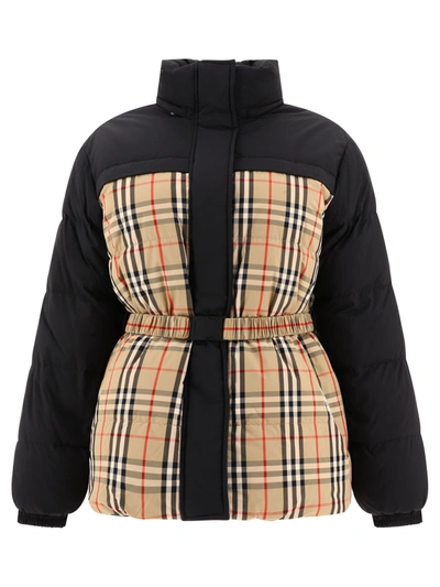 Burberry Down Jacket In Archive Beige Ip Chk