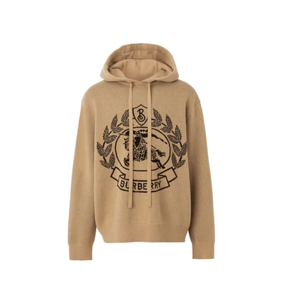 Burberry Ekd Wool Jacquard Oversized Hoodie In Brown