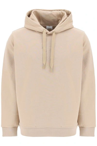 Burberry Tidan Hoodie With Embroidered Ekd In Cream