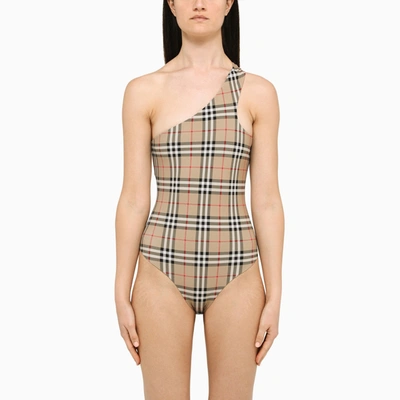 Burberry One Shoulder Swimsuit In Multicolor