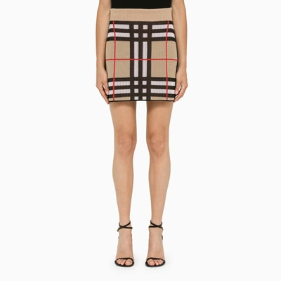 Burberry Vintage Check Straight Skirt In Beige