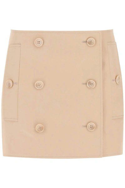 Burberry Cotton Gabardine Trench Miniskirt In Pale Nude