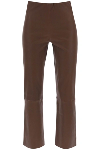 By Malene Birger Florentina Flared Leather Pants In Brown