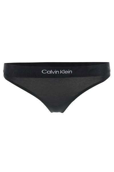 Calvin Klein Underwear Embossed Icon Thong In Black